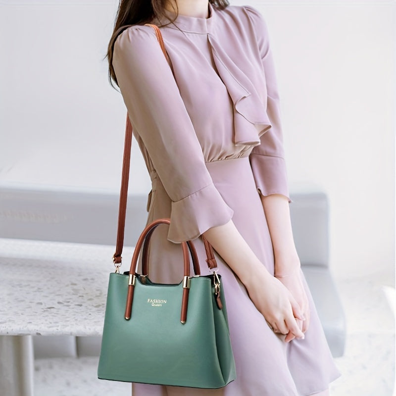 Trendy Women's Handbag - Solid Color Top Handle Crossbody for Office & Work